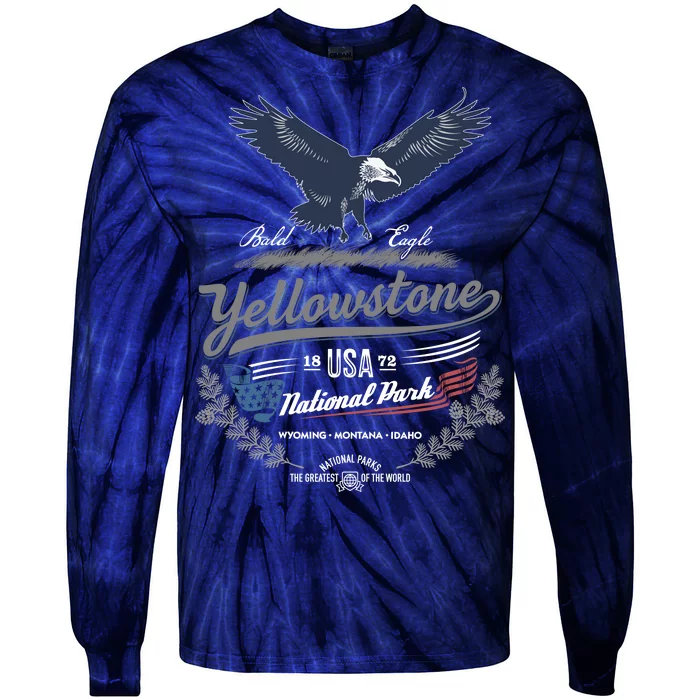 Yellowstone National Park USA 1872 Greatest Park of the World Tie-Dye Long Sleeve Shirt