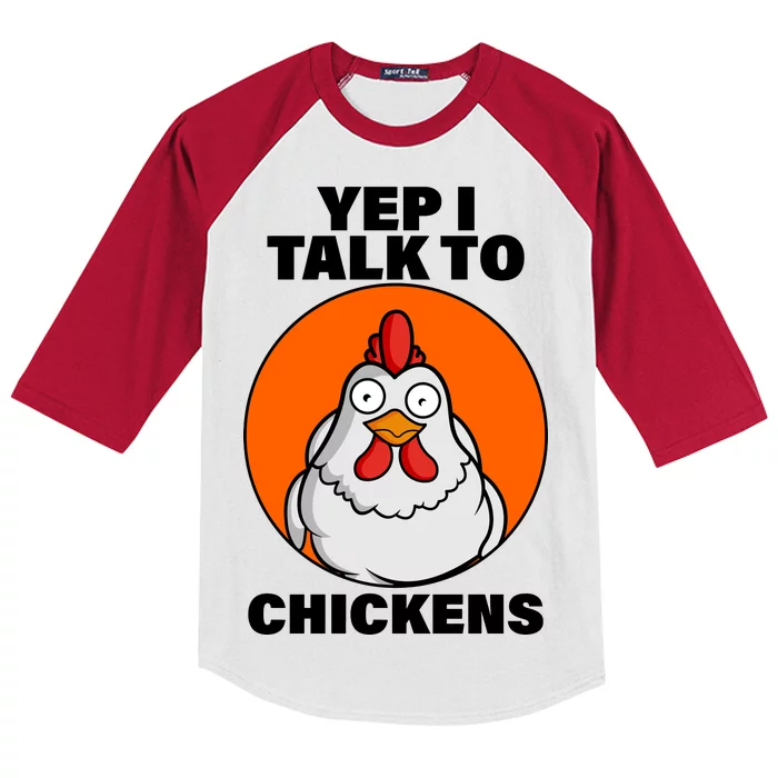 Yep I Talk To Chickens Funny Kids Colorblock Raglan Jersey