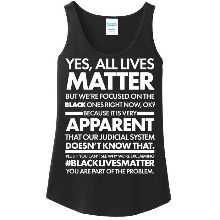 Yes All Live Matter Focus On The Black Ones Now Ladies Essential Tank