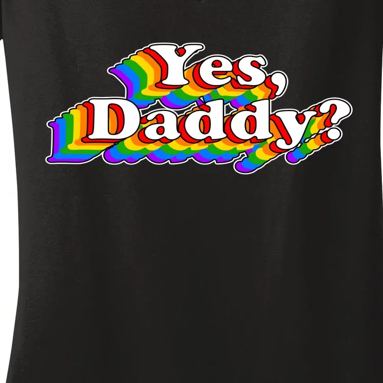 Yes Daddy Retro Naughty Daddy's Girl Women's V-Neck T-Shirt