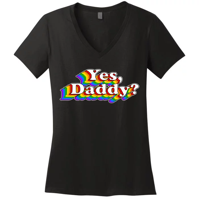 Yes Daddy Retro Naughty Daddy's Girl Women's V-Neck T-Shirt