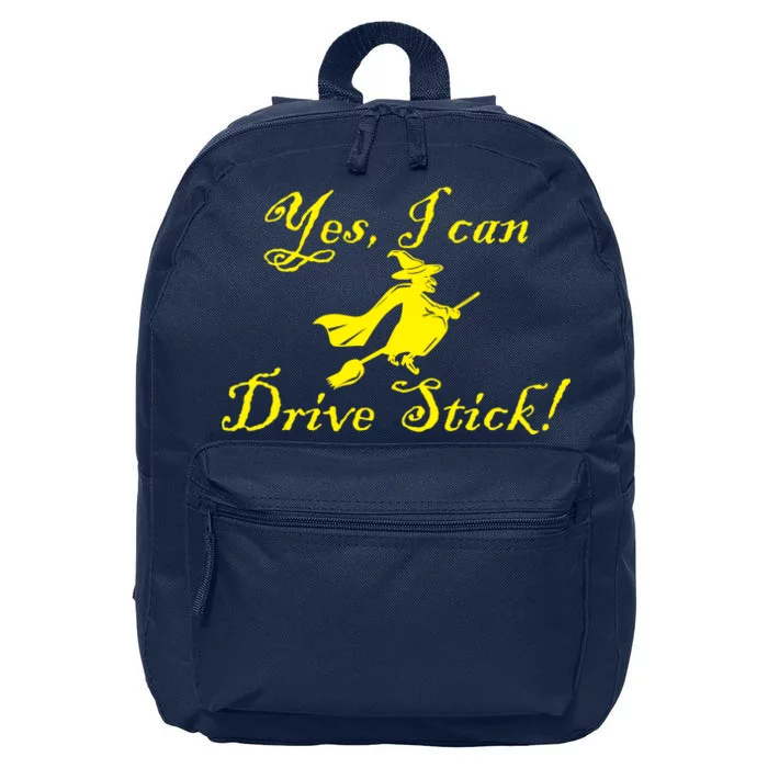 Yes I Can Drive Stick Funny Witch 16 in Basic Backpack