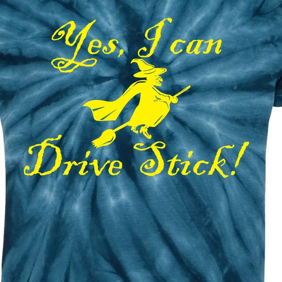 Yes I Can Drive Stick Funny Witch Kids Tie-Dye T-Shirt