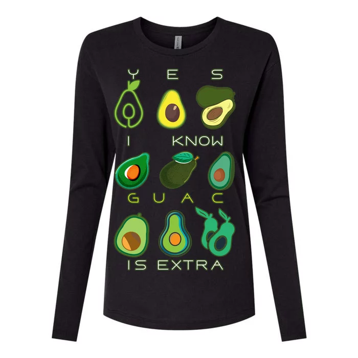 Yes I Know Guac Is Extra Womens Cotton Relaxed Long Sleeve T-Shirt