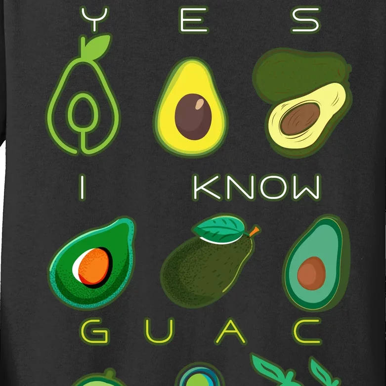 Yes I Know Guac Is Extra Kids Long Sleeve Shirt