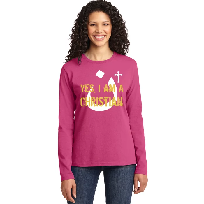 Yes I'm A Nasarani (Christian) Arabic Letter N Ladies Long Sleeve Shirt