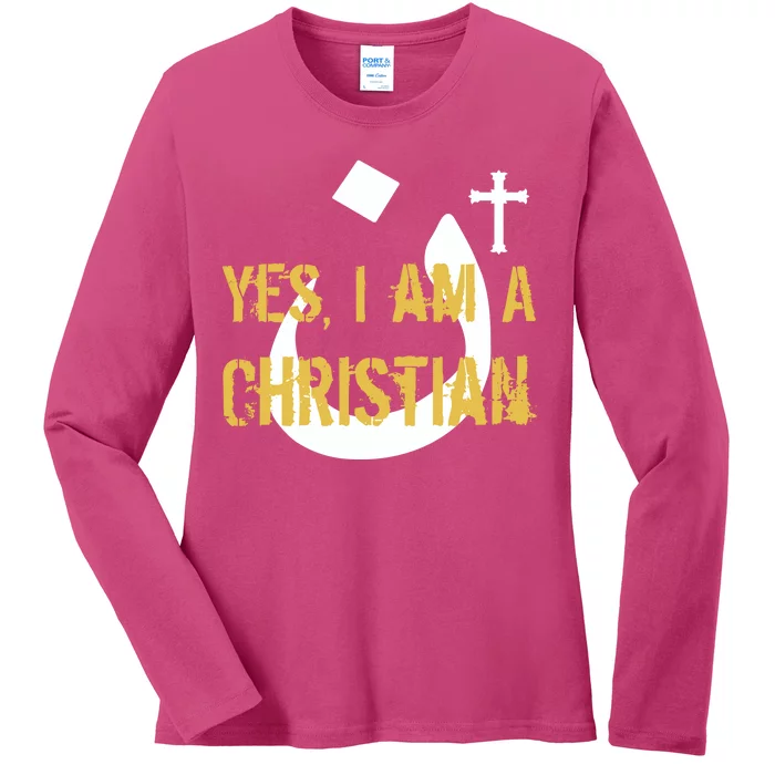 Yes I'm A Nasarani (Christian) Arabic Letter N Ladies Long Sleeve Shirt