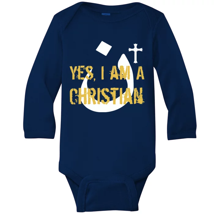 Yes I'm A Nasarani (Christian) Arabic Letter N Baby Long Sleeve Bodysuit