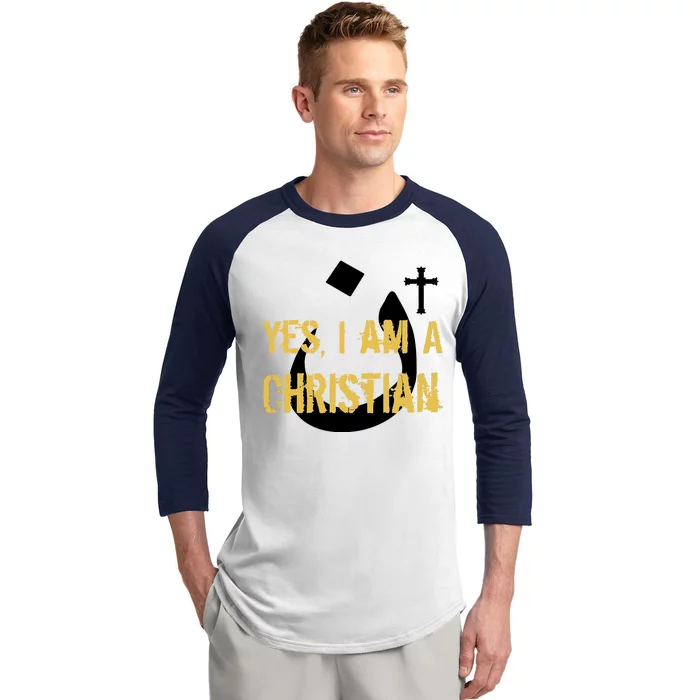 Yes I'm A Nasarani (Christian) Arabic Letter N Baseball Sleeve Shirt