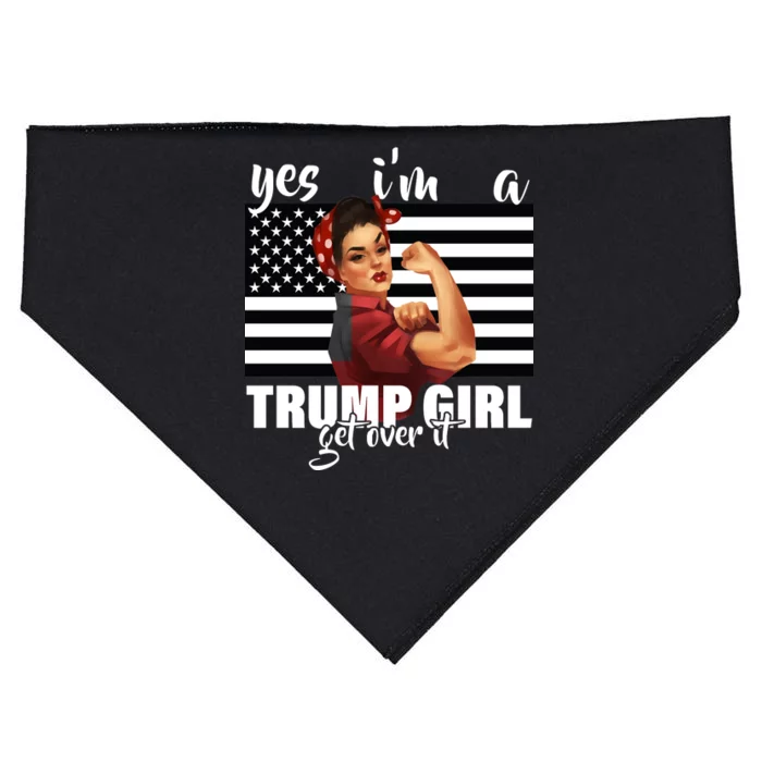 Yes I'm A Trump Girl Get Over It Funny Election USA-Made Doggie Bandana