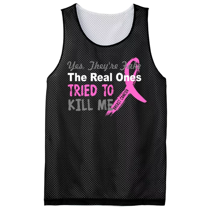 Yes They're Are Fake The Real Ones Tried To Kill Me Mesh Reversible Basketball Jersey Tank