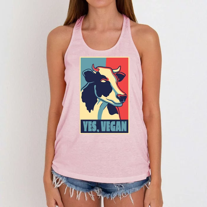 Yes Vegan Cow Women's Knotted Racerback Tank