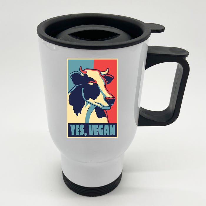 Yes Vegan Cow Front & Back Stainless Steel Travel Mug