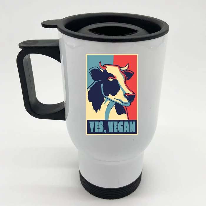 Yes Vegan Cow Front & Back Stainless Steel Travel Mug