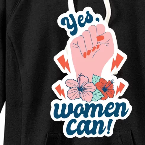 Yes Women Can Floral Women's Fleece Hoodie