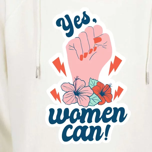 Yes Women Can Floral Womens Funnel Neck Pullover Hood