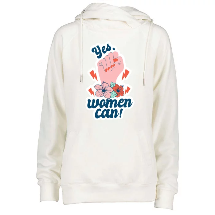 Yes Women Can Floral Womens Funnel Neck Pullover Hood