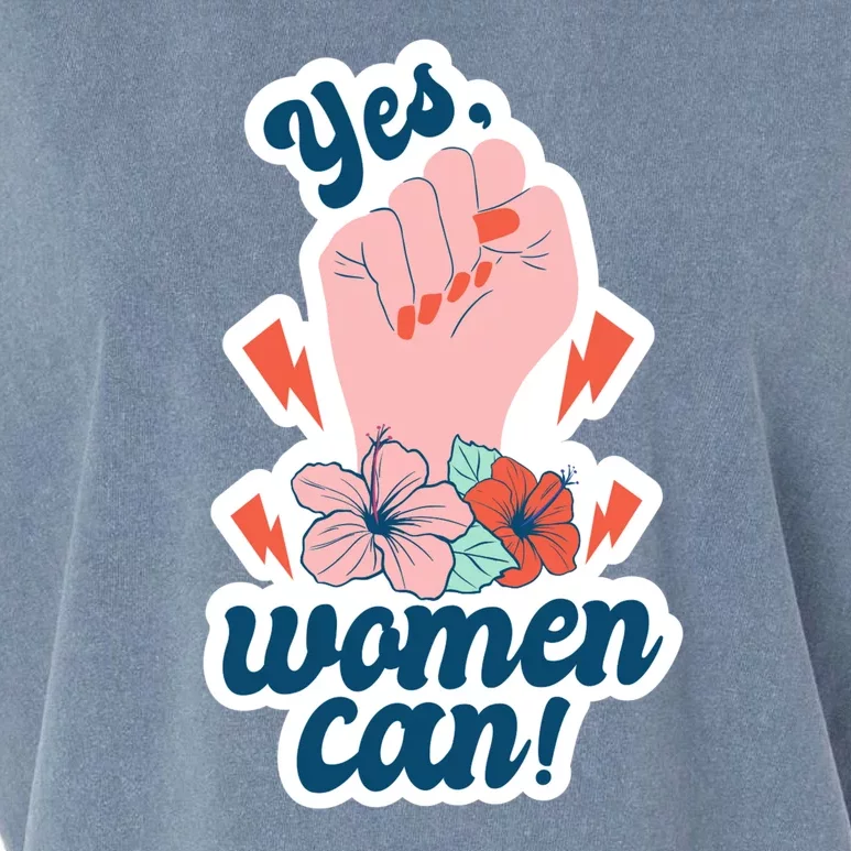 Yes Women Can Floral Garment-Dyed Women's Muscle Tee