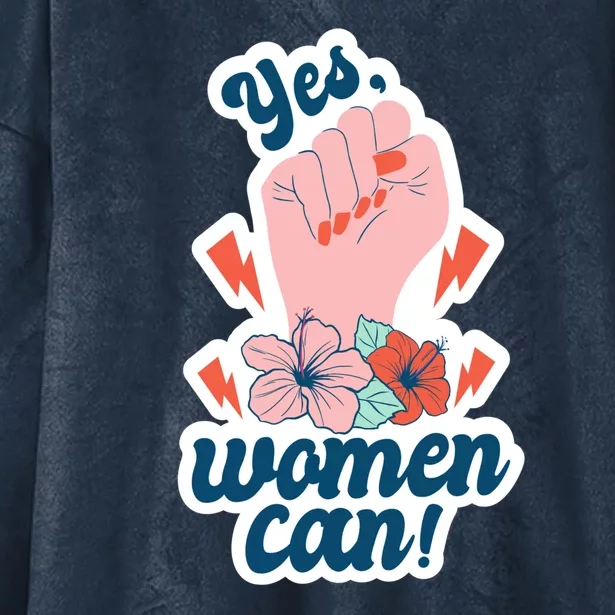 Yes Women Can Floral Hooded Wearable Blanket