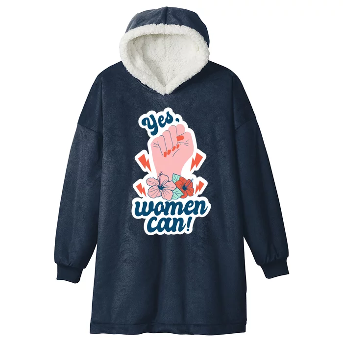 Yes Women Can Floral Hooded Wearable Blanket