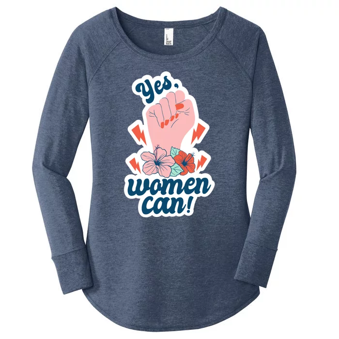 Yes Women Can Floral Women's Perfect Tri Tunic Long Sleeve Shirt