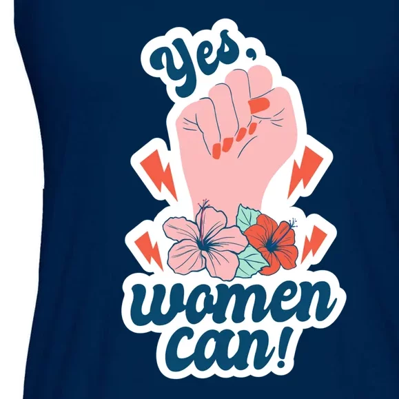 Yes Women Can Floral Ladies Essential Flowy Tank