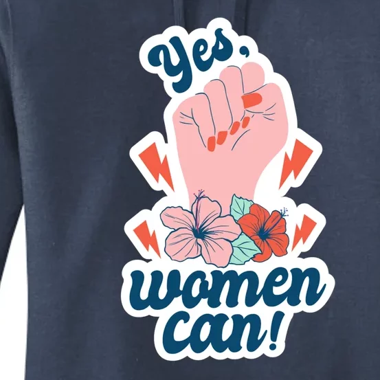 Yes Women Can Floral Women's Pullover Hoodie