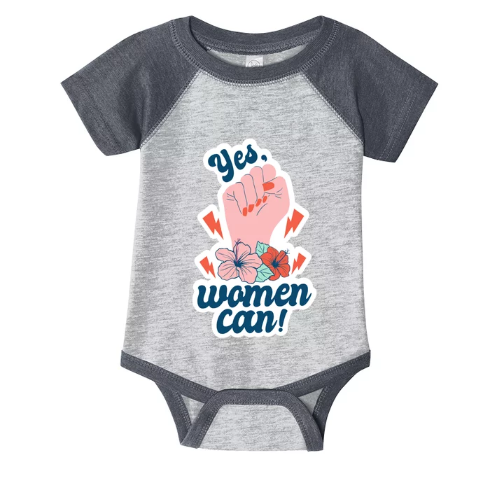 Yes Women Can Floral Infant Baby Jersey Bodysuit