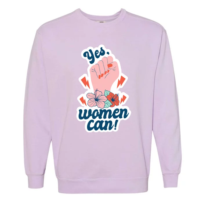 Yes Women Can Floral Garment-Dyed Sweatshirt