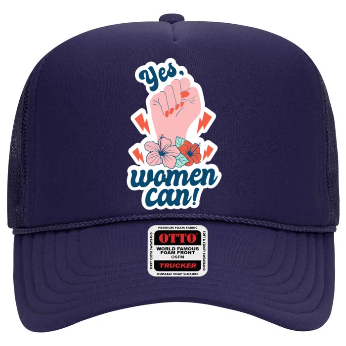 Yes Women Can Floral High Crown Mesh Trucker Hat