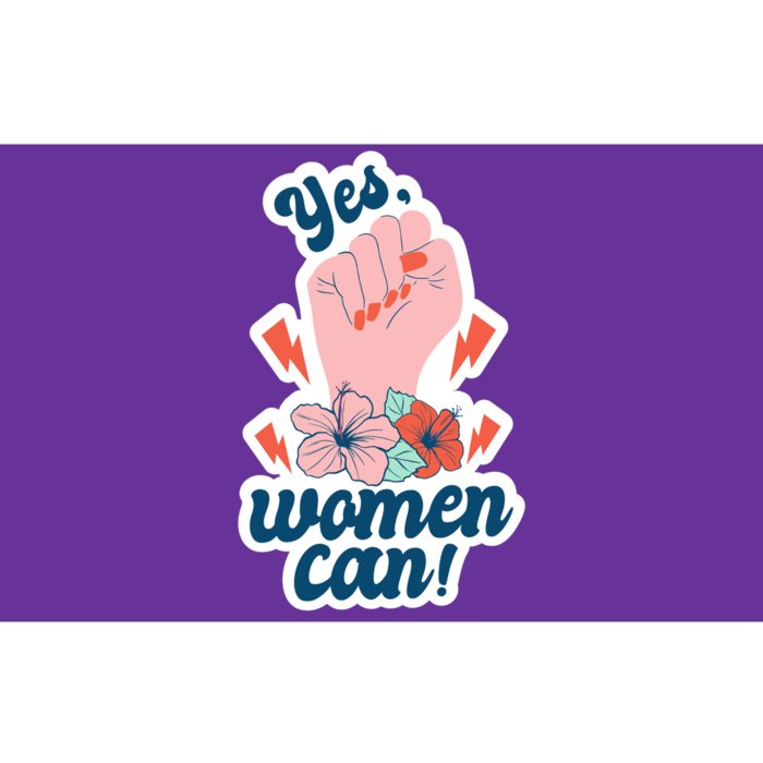 Yes Women Can Floral Bumper Sticker