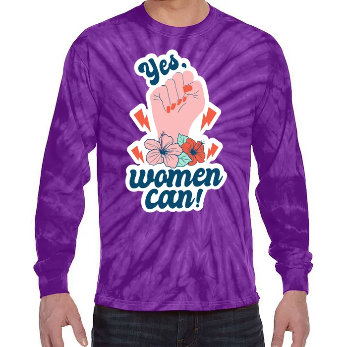 Yes Women Can Floral Tie-Dye Long Sleeve Shirt