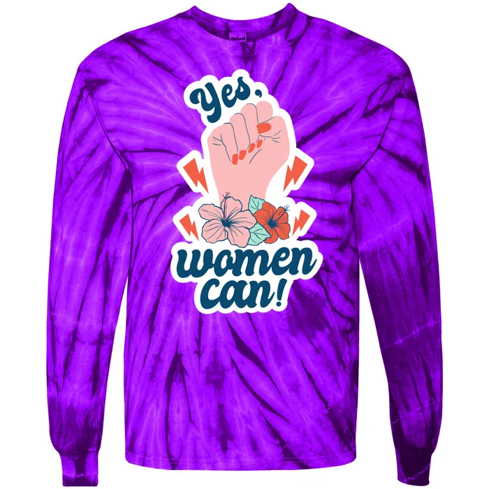 Yes Women Can Floral Tie-Dye Long Sleeve Shirt