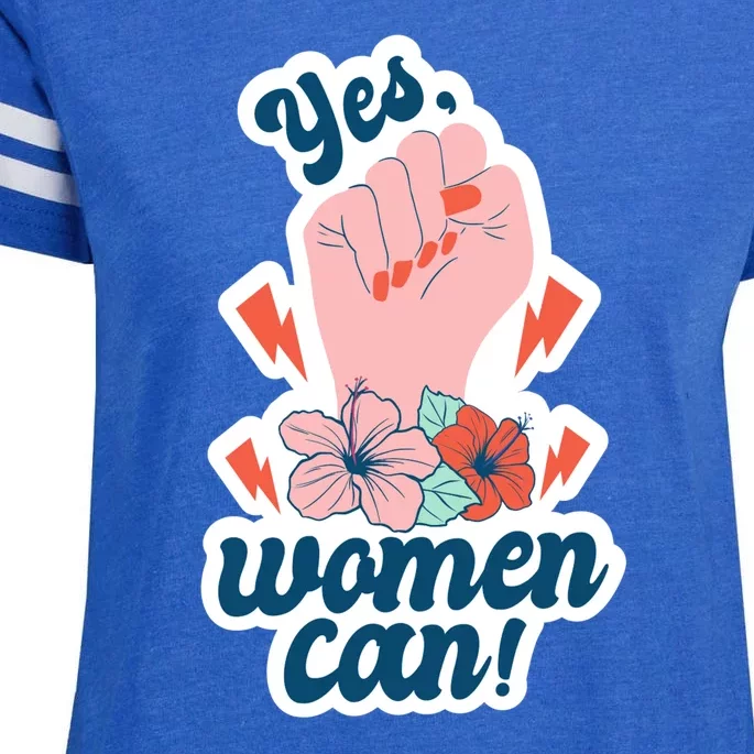 Yes Women Can Floral Enza Ladies Jersey Football T-Shirt