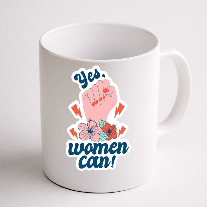 Yes Women Can Floral Front & Back Coffee Mug