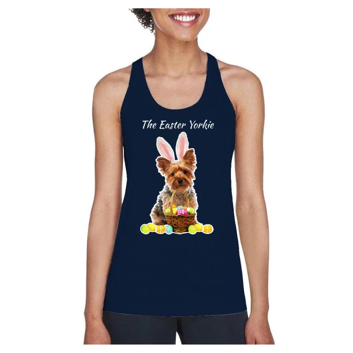 Yorkie Easter Yorkshire Terrier Bunny Rabbit Ears Women's Racerback Tank