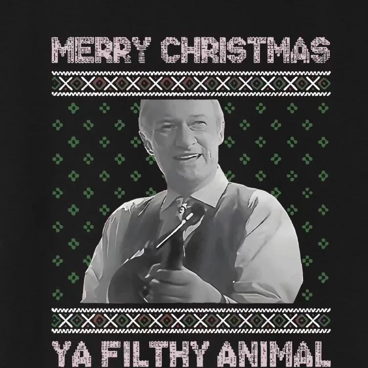 Ya Filthy Animal Tacky Merry Christmas Sweater Women's Crop Top Tee