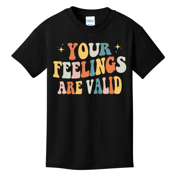 Your Feelings Are Valid Cute Retro Mental Health Awareness Kids T-Shirt