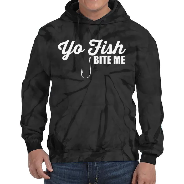 Yo Fish Bite Me Funny Cute Graphic Fishing Bait Tie Dye Hoodie