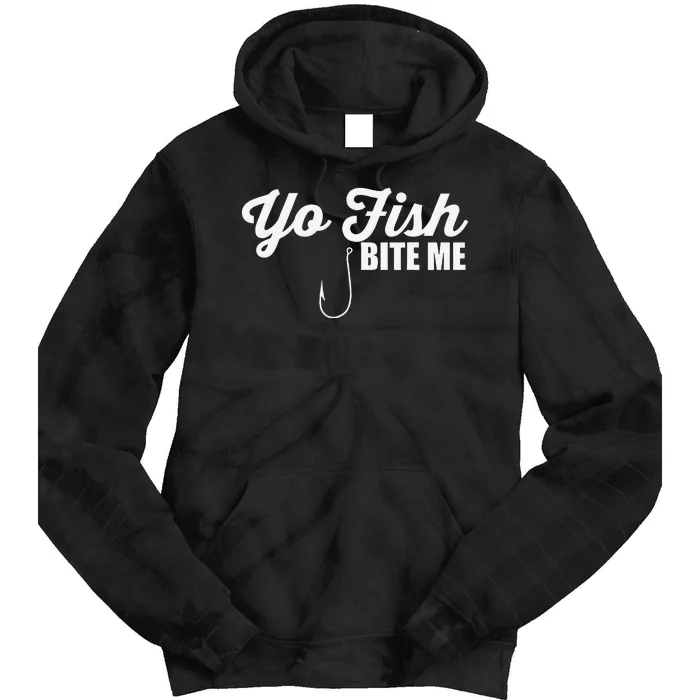 Yo Fish Bite Me Funny Cute Graphic Fishing Bait Tie Dye Hoodie