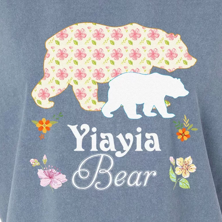 Yiayia Floral Bear Mommy Grandma Mother Father Day Garment-Dyed Women's Muscle Tee