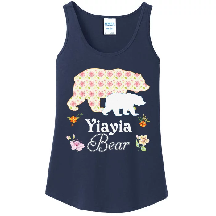 Yiayia Floral Bear Mommy Grandma Mother Father Day Ladies Essential Tank