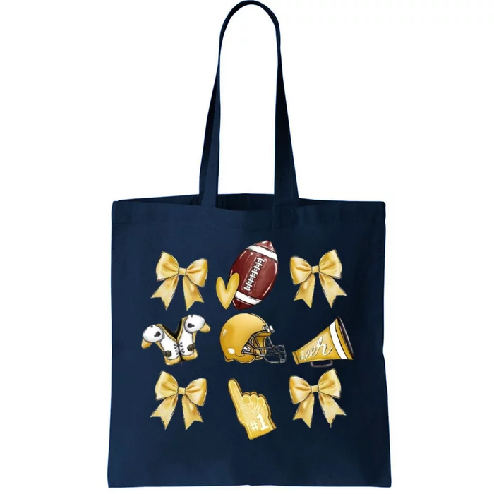 Yellow Football Coquette Yellow Football Game Day Football Tote Bag