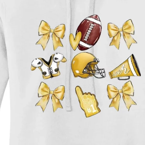 Yellow Football Coquette Yellow Football Game Day Football Women's Pullover Hoodie