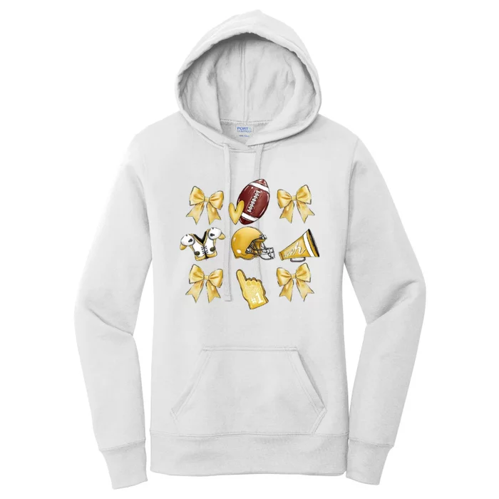 Yellow Football Coquette Yellow Football Game Day Football Women's Pullover Hoodie