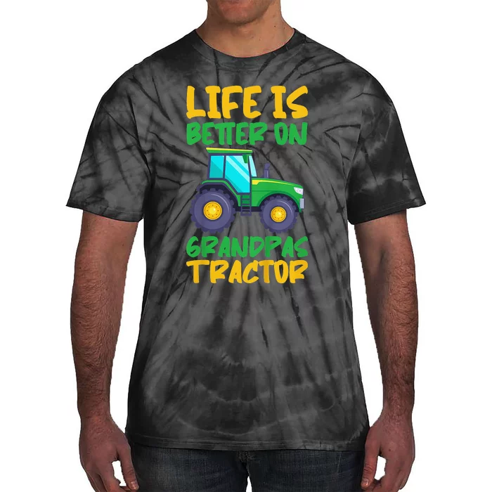 Young Farmer Funny Tractor On Grandpas Tractor Tie-Dye T-Shirt