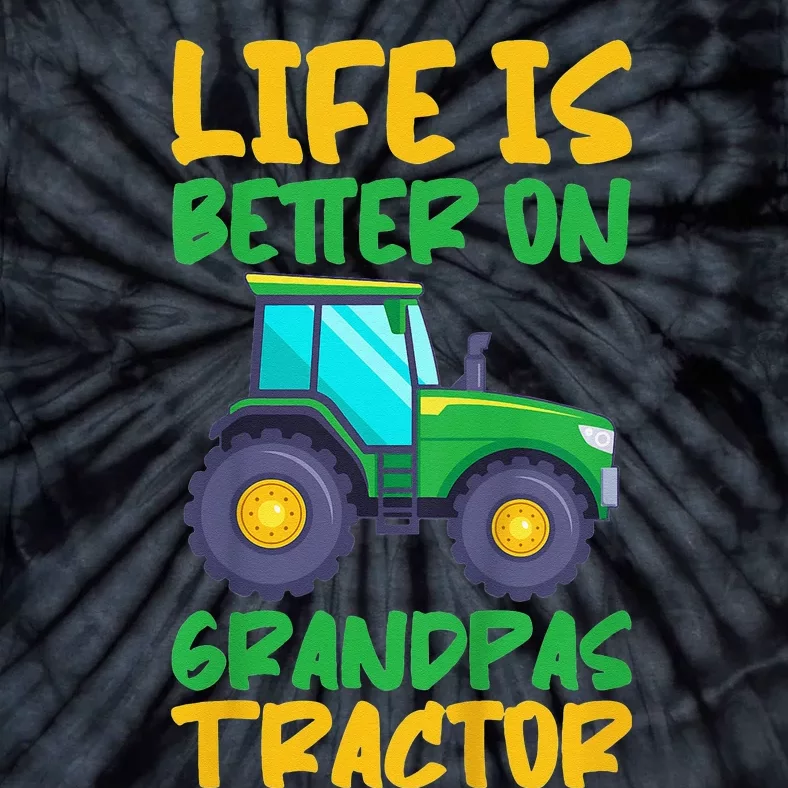 Young Farmer Funny Tractor On Grandpas Tractor Tie-Dye T-Shirt