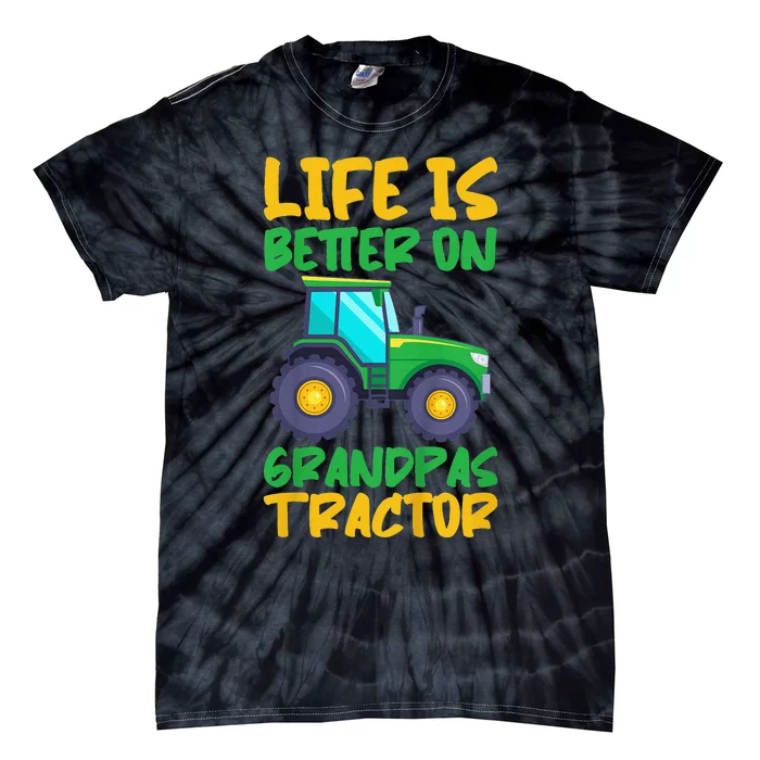 Young Farmer Funny Tractor On Grandpas Tractor Tie-Dye T-Shirt