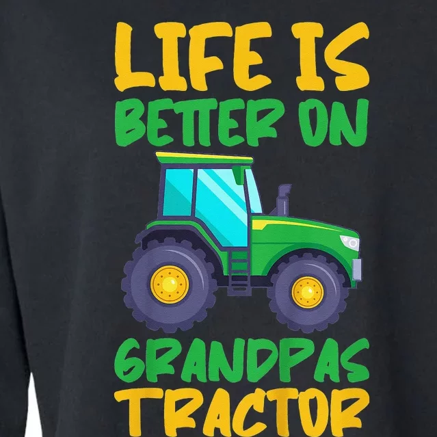 Young Farmer Funny Tractor On Grandpas Tractor Cropped Pullover Crew