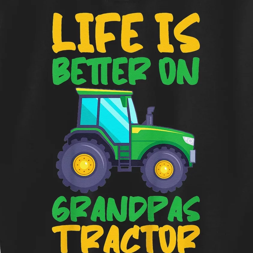 Young Farmer Funny Tractor On Grandpas Tractor Kids Sweatshirt